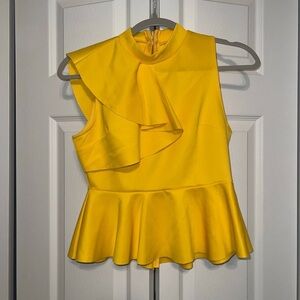 Amazon Yellow Ruffle Peplum Top (sleeveless) - Small